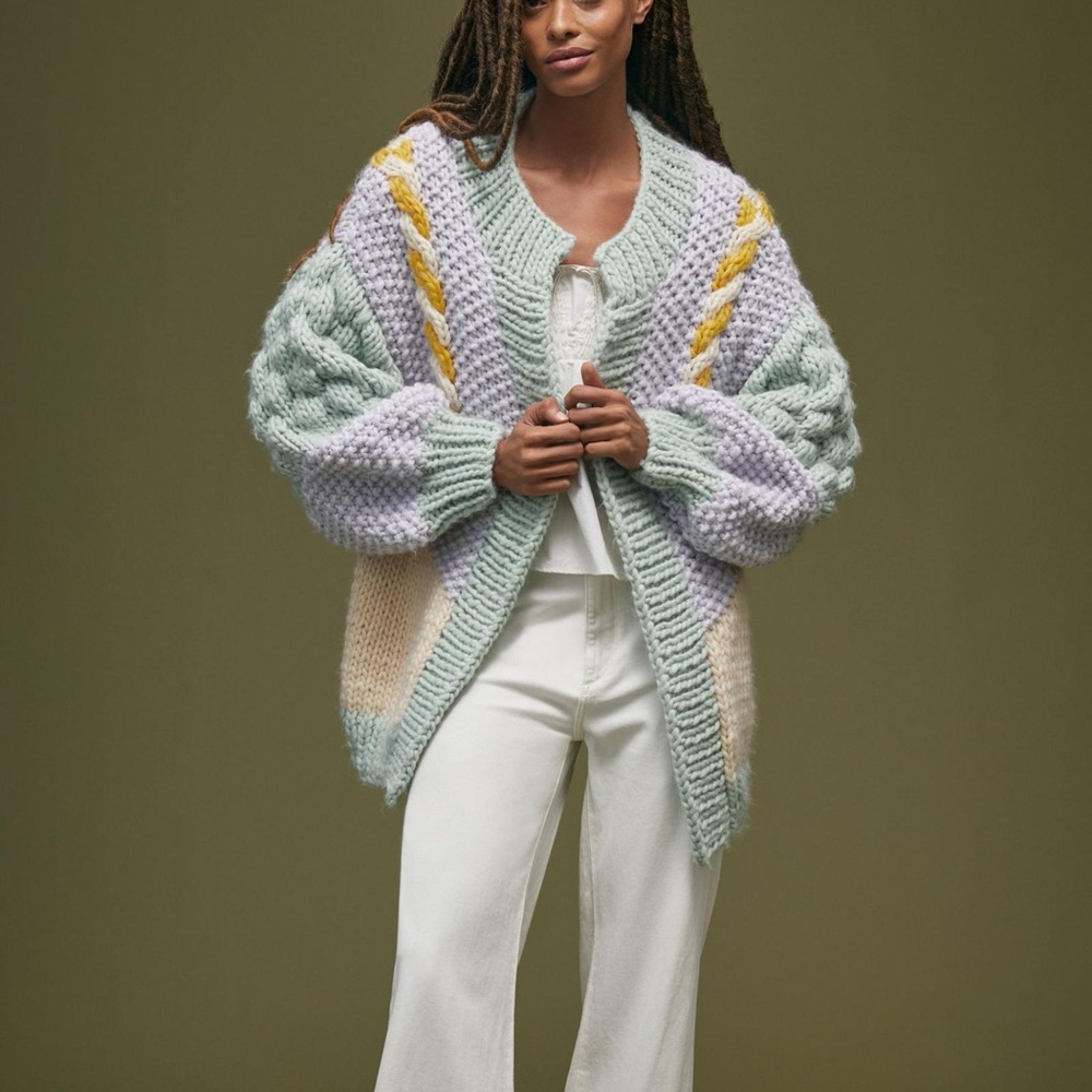 Vicky Knits, Anthropologie exclusive, oversized,pastel cardigan sweater